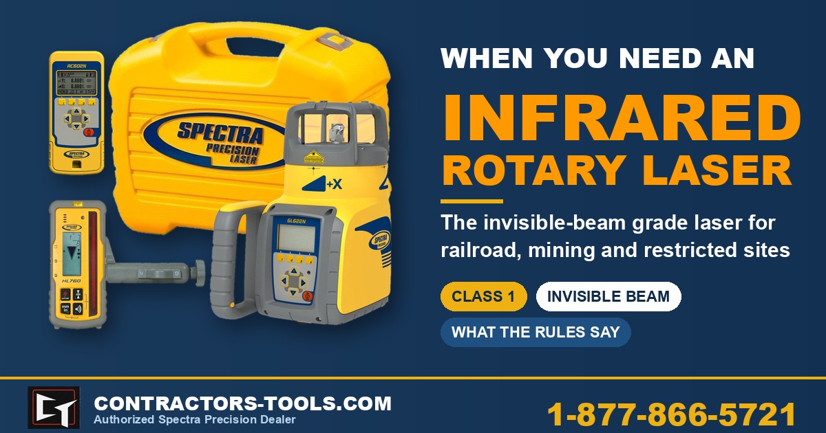 Infrared rotary laser: when you need an invisible beam grade laser for railroad, mining and restricted worksites