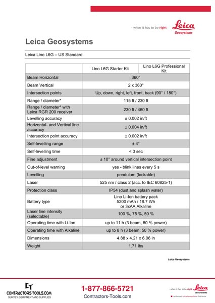 First page of the Leica Lino L6G technical data