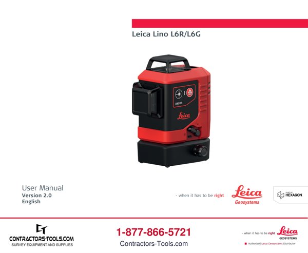 First page of the Leica Lino L6G user manual