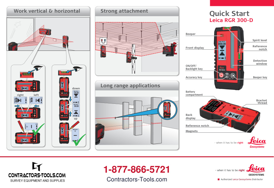 First page of the Leica RGR 300-D quick start guide
