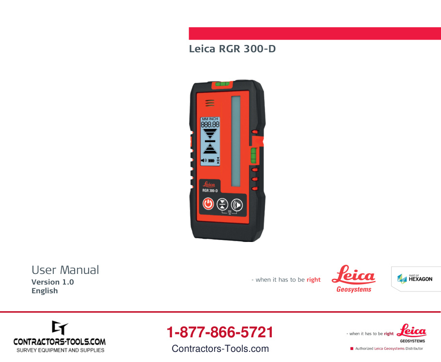First page of the Leica RGR 300-D user manual