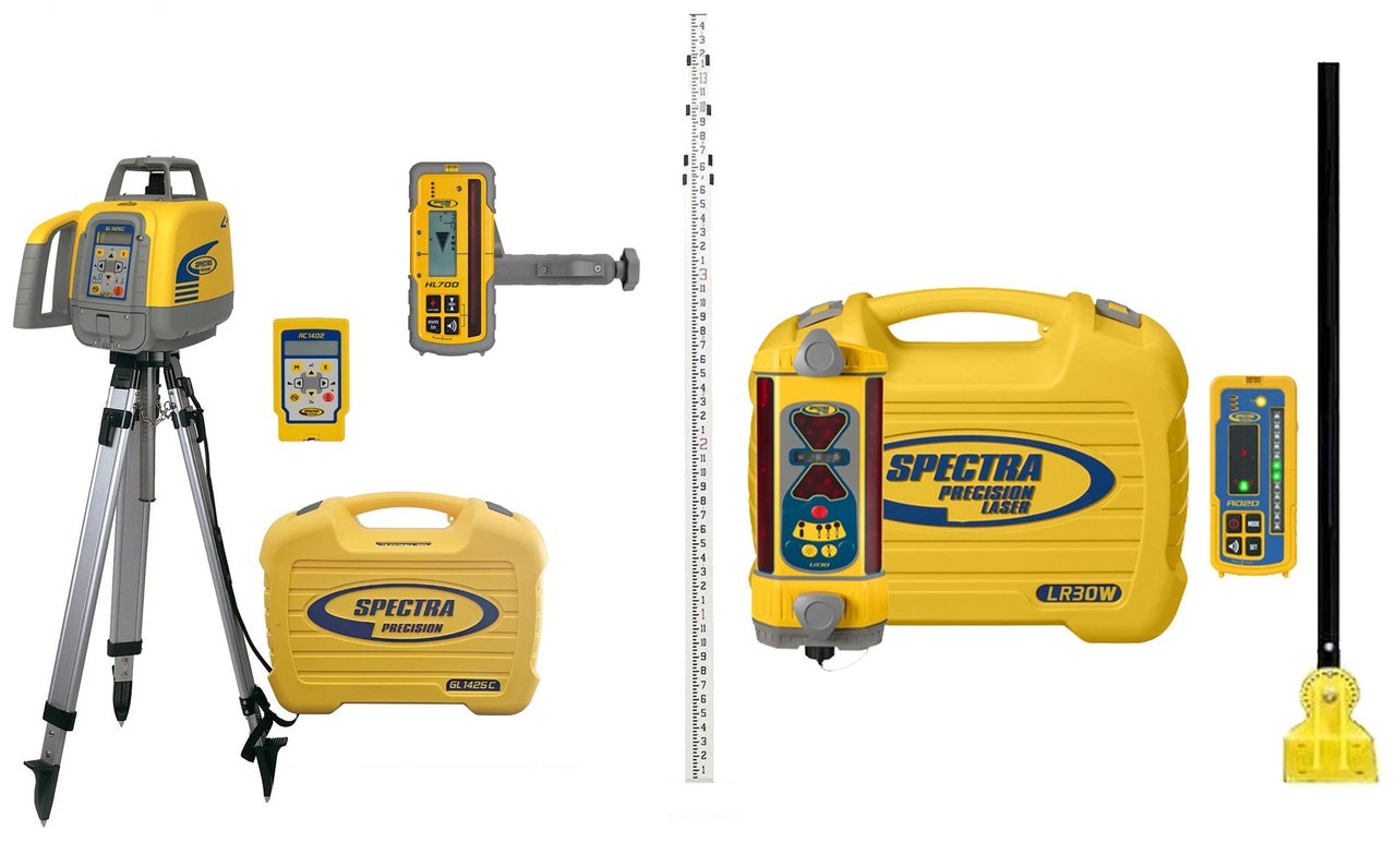 Spectra GL1425C-DozerMAXX-D1 kit: GL1425C laser, tripod, remote, rod, LR30W receiver, RD20 display and DM-20 mast